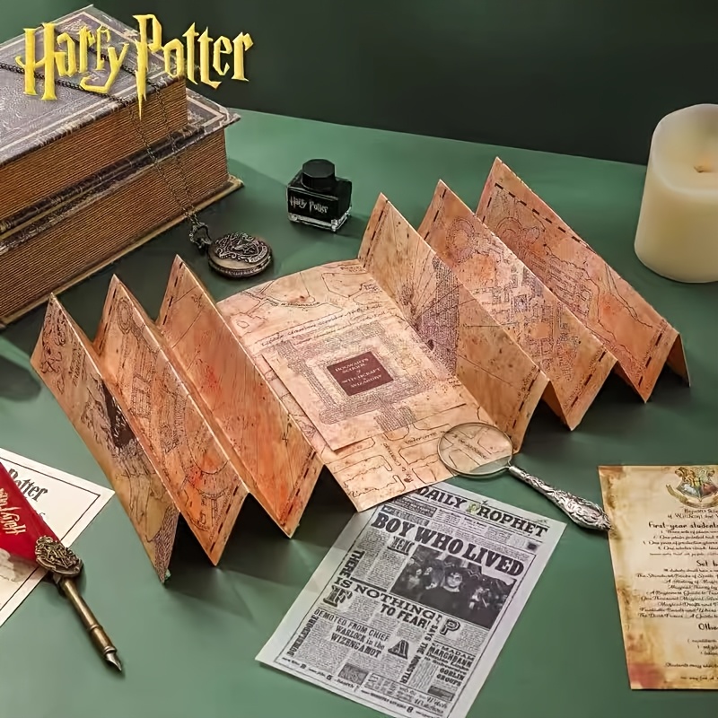 Image of Harry Potter ', Hogwarts School Of Witchcraft And Replica Map, And Decoration, Halloween Gift, Wand Pairing, Hogwarts Style Background, New Gift, Harry Potter Fan Collection Gift