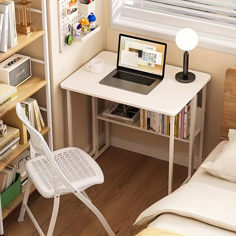Scrivania pieghevole per computer in legno massello, nessun montaggio necessario, tavolo salvaspazio per casa e ufficio per piccoli spazi, semplice scrivania per PC, studio, camera da letto, 80 cm
