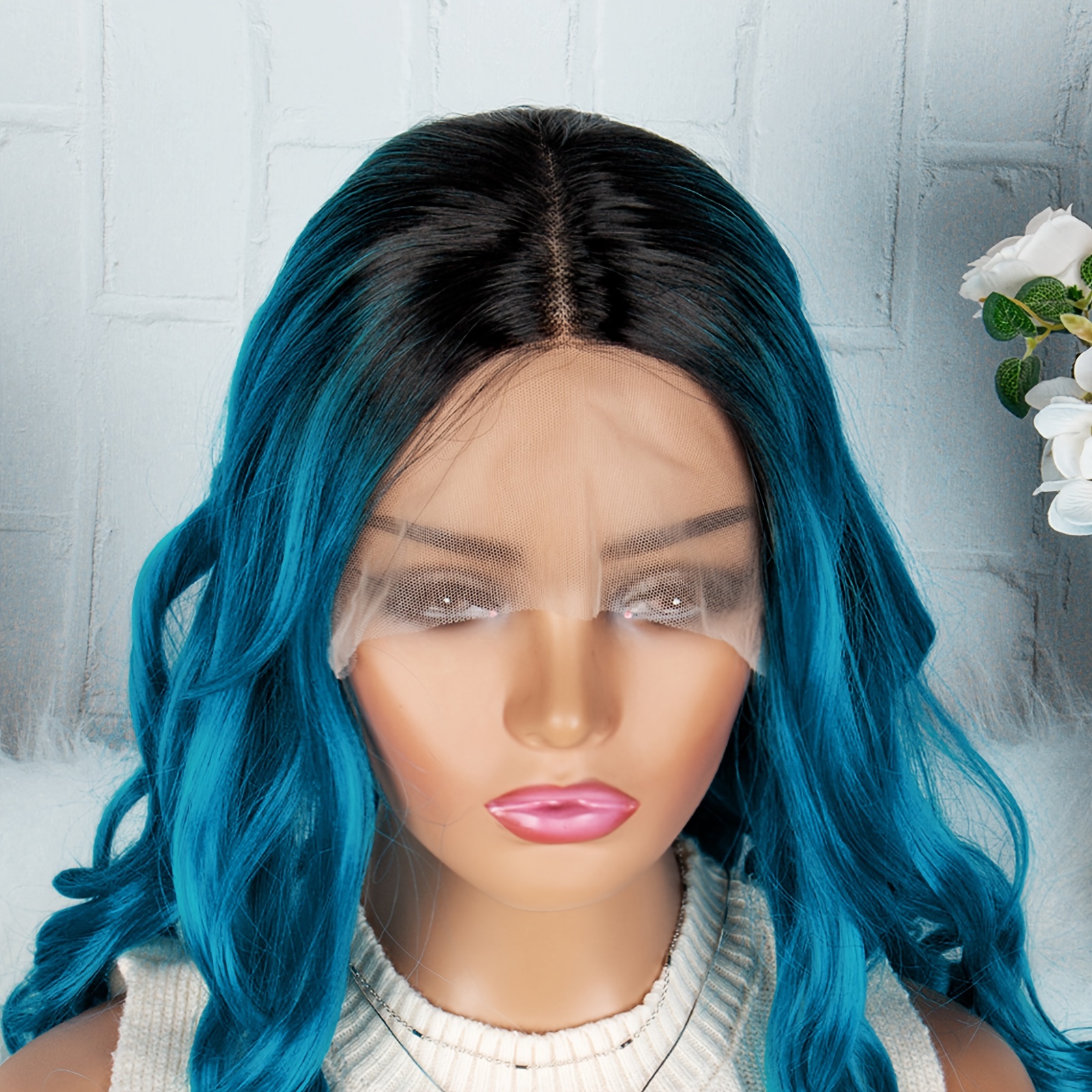 13 3 Lace Long Hair Body Wave Ombre Bluish Teal Blue Wigs Temu