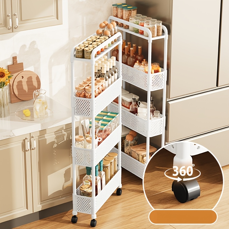 4-Layer Stackable Gap Storage Rack, Mobile Multi-Functional Cart