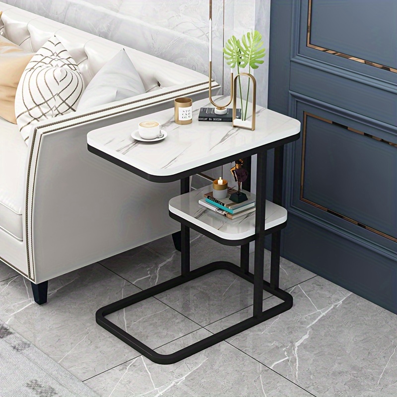 contemporary round side   saving mini sofa end table hardwood fiberboard coffee table with sturdy leg base no electricity needed 0
