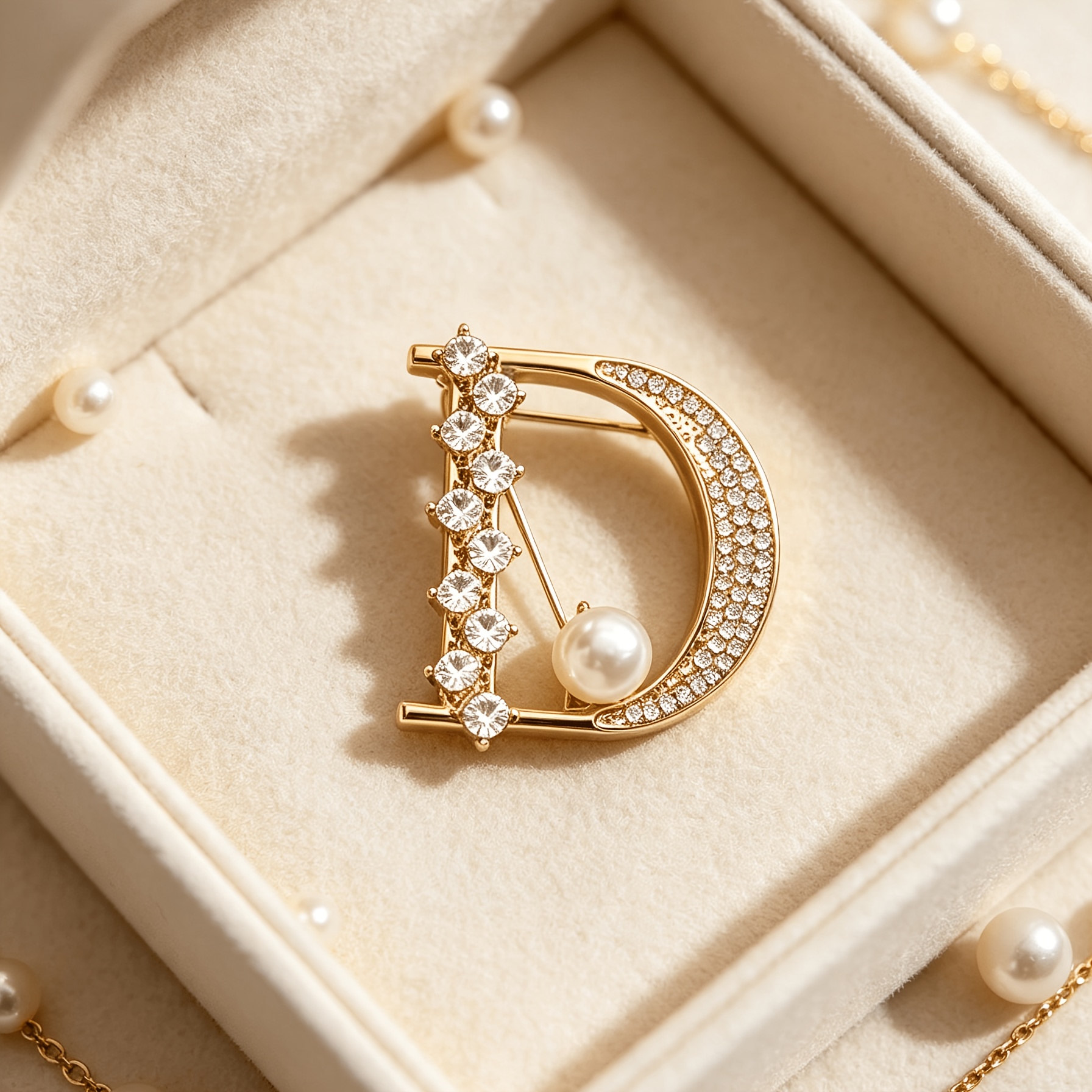 Retro Golden Letter 'D' Brooch, Elegant Coat Pin