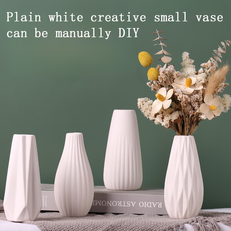 

4pcs Set Of Diy White Ceramic Vases - Modern For Home Decor, Christmas, Parties, Graduations & More