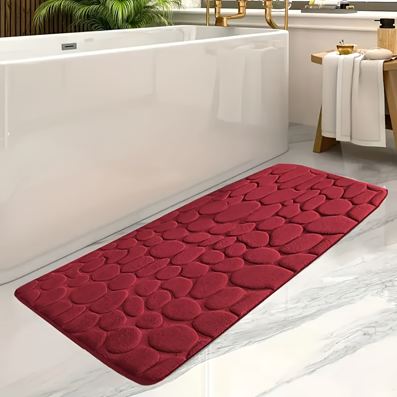 

1pc Coral Fleece Geometric-pattern Bath Mat, Quick-dry & Washable Foam Sponge, Non-slip Absorbent Bathroom Rug, Bedroom Carpet, Bath Accessory - Knit Fabric, 300gsm, 1.5cm Thickness