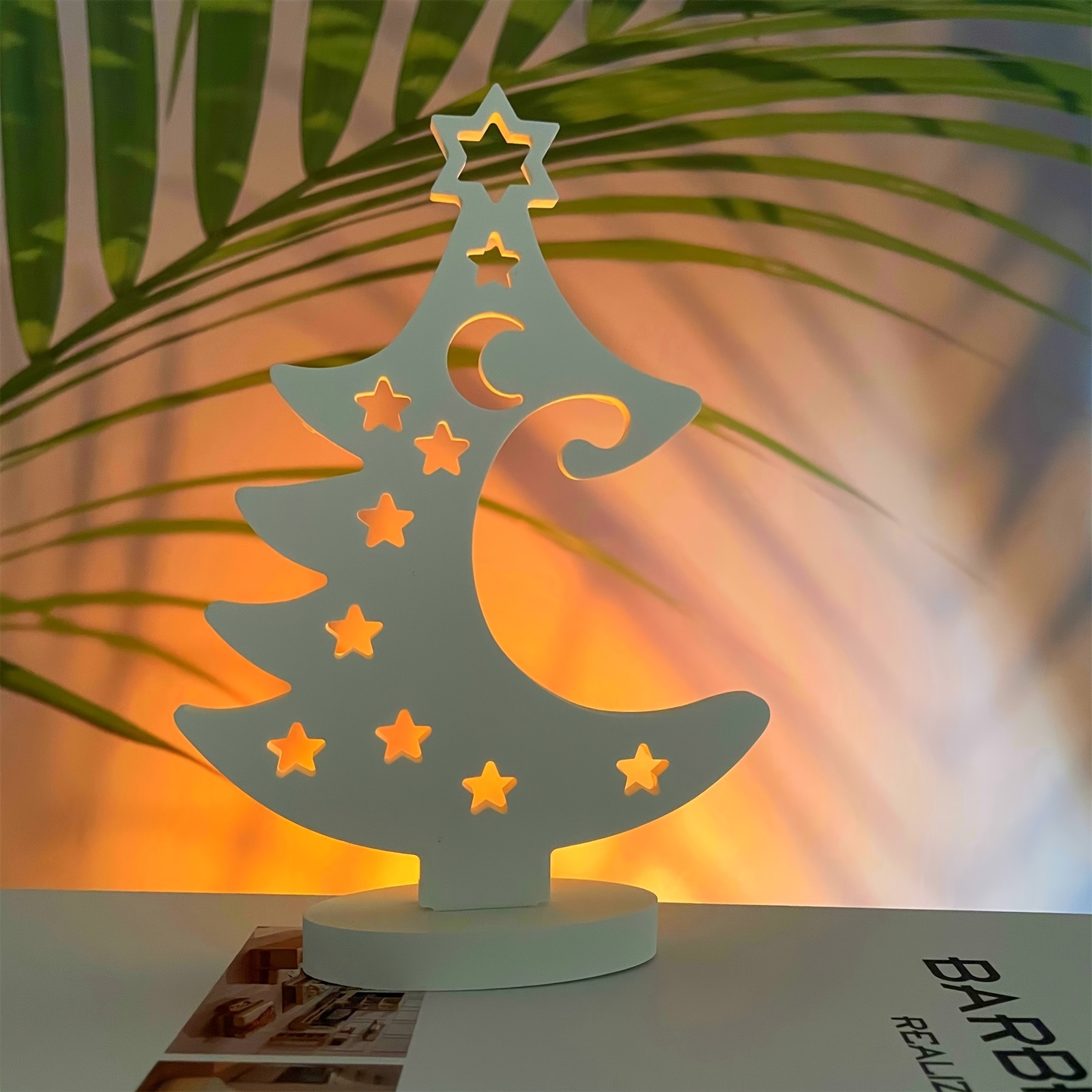 

1pc Wooden Christmas Tree With Star And Moon Silicone Mold For Diy Wall Decor, 11.8 Inches With Rope For Home & Outdoor Use, Farmhouse Merry Christmas Decor