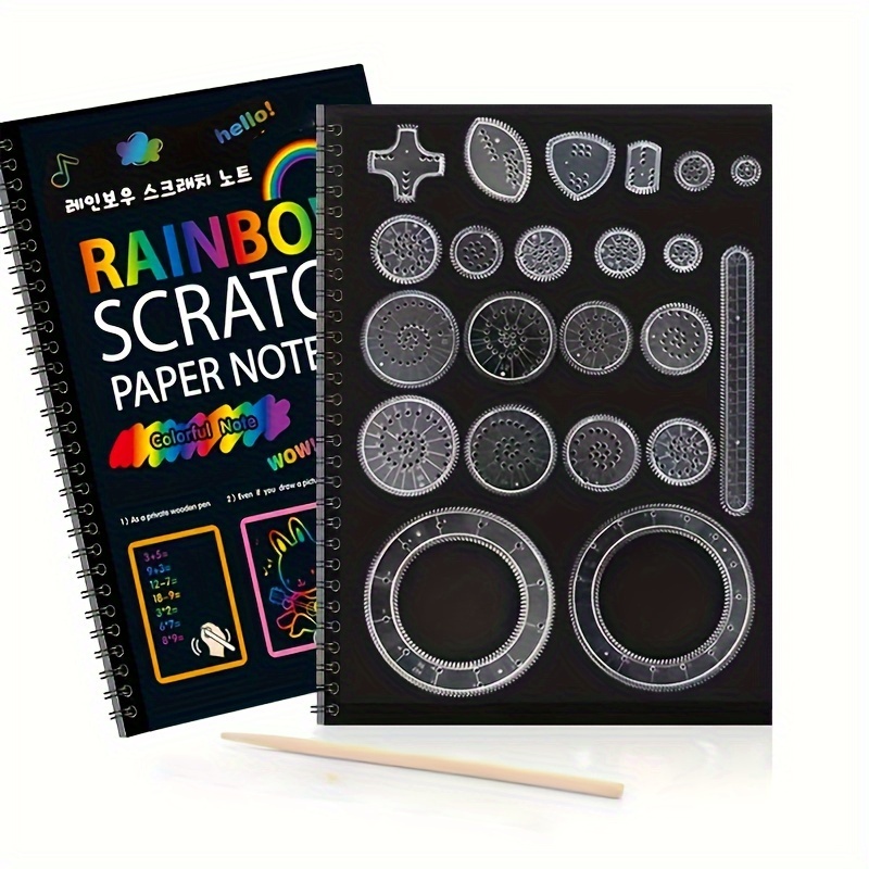 

Rainbow Paper Notebook Set With 23 Pieces - 22 Spiral Geometric Templates Ruler For Drawing Plastic Stencils And Measuring