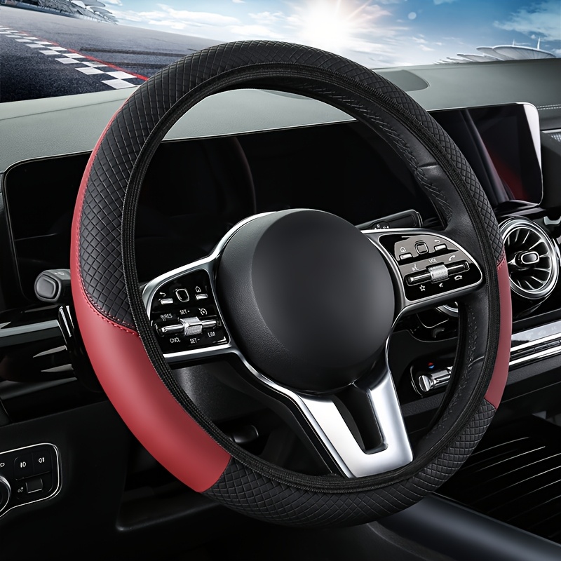 TEMU A Steering Wheel Cover For Cars, Featuring An Embossed, In Colors, Providing Protection For Wheel, Made From Durable And Stylish Faux Leather