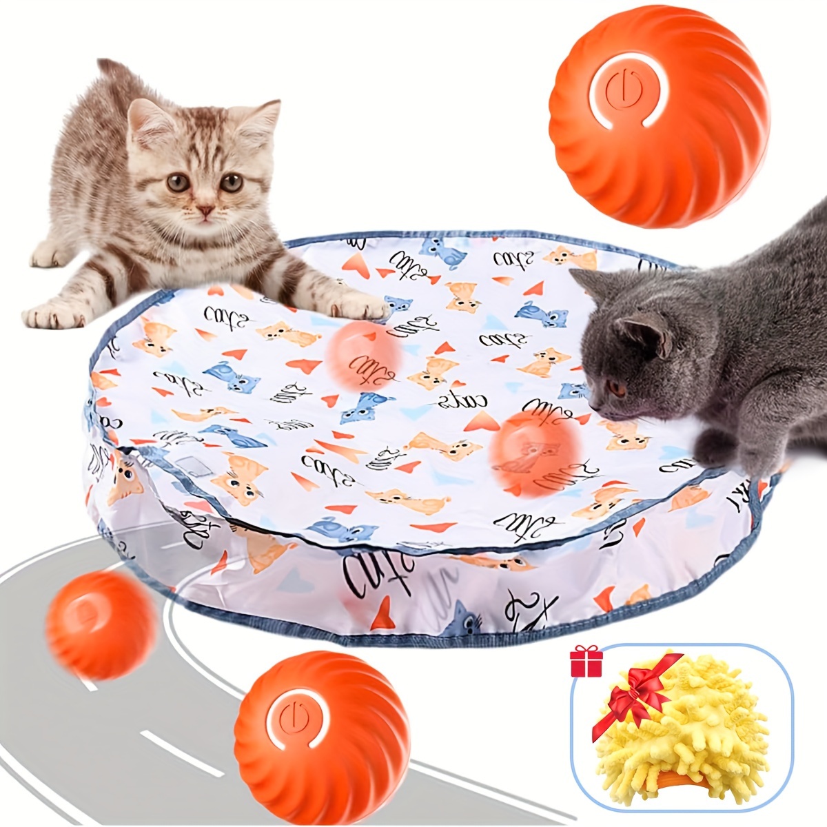 

2 In 1 Simulated Interactive Hunting Cat Toy, Automatic Rolling Ball Toys Interactive Cat Toys Ball Fast Rolling In Pouch, Motion Activated Cat Toys For Bored Indoor Adult Cats (orange)