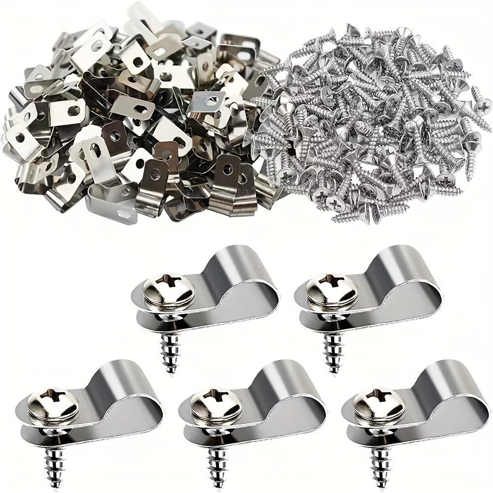 

100pcs/200pcs, Metal Livestock Fence Clips, Heavy-duty Wire Clamp For Attaching Metal Fencing To Wood, Animal Safety Fence Accessories, 1.4cm Screws Included