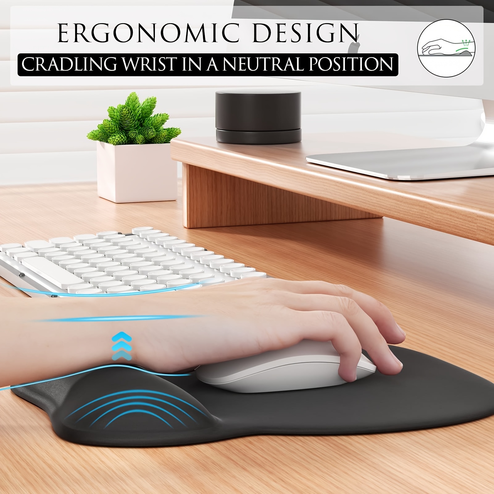 Ergonomisches Mauspad Mit Handgelenkstütze & Memory-Schaum-Auflage – Rutschfest, Für Büro & Gaming
