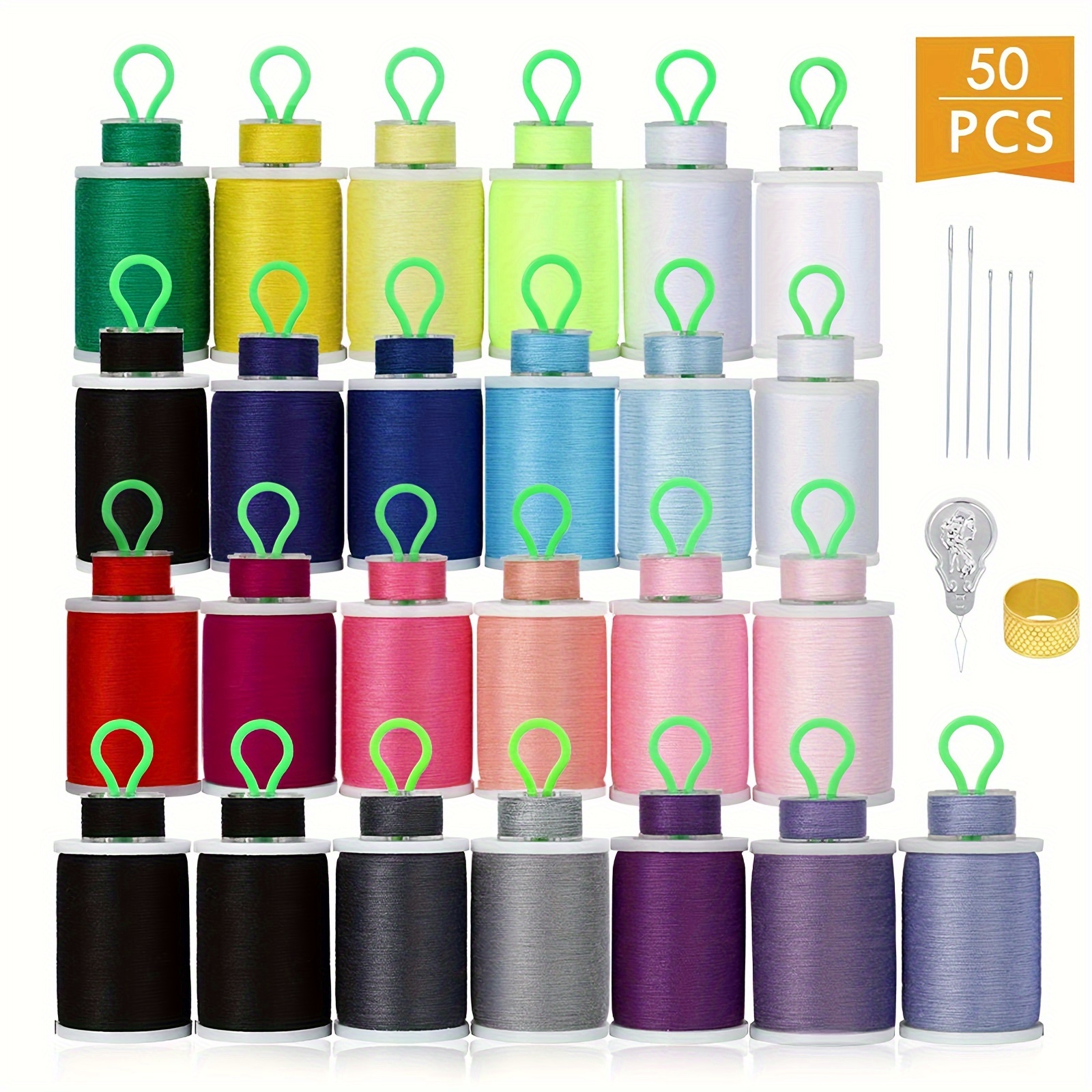 

50pcs Bobbins And Sewing Threads, 21 Colors Cotton Sewing Supplies Kits For Sewing Machine, Diy Sewing (mixed Cotton)