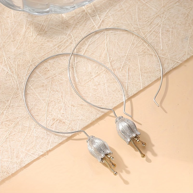 Vintage Bud Hanging Earrings, Exquisite Accessories For Women' Vacations, For Holidays