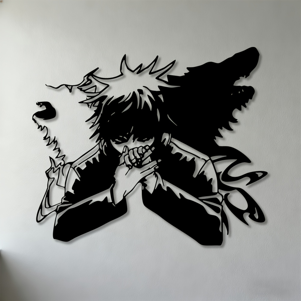 2D Ploščata, 1 kos Anime & Volčji Duhovi Kovinska Stenska Skulptura - Železna Anime Tematska Plošča za Dnevno , Spalnico, Pisarno -