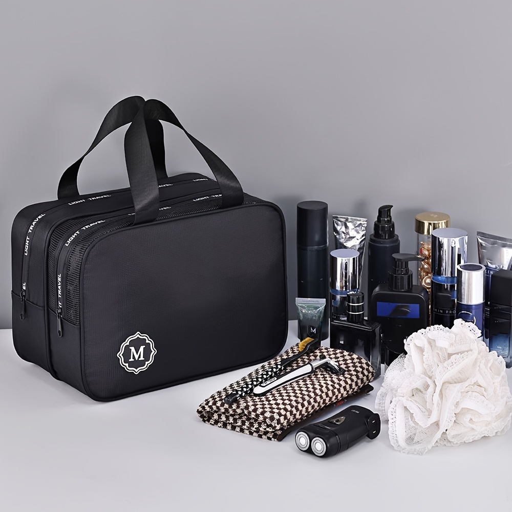 E-shop 1 Stück Trocken-Nass-Trennung Doppellagige Herren Kulturtasche, Reise Aufbewahrungstasche, Tragbare Make-up Tasche mit großem Fassungsvermögen,