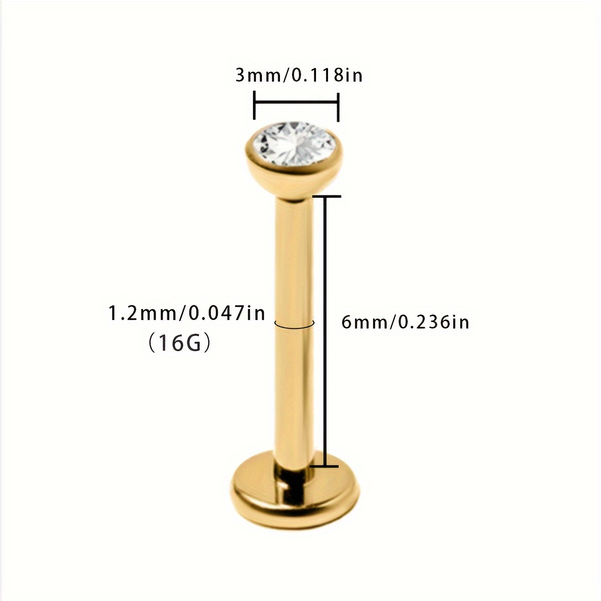 A 6mm 8mm 10mm Titanium Alloy Zirconia Ear Bone And Versatile Nose Nail Lip Nail Piercing Jewelry Suitable For Daily Wear