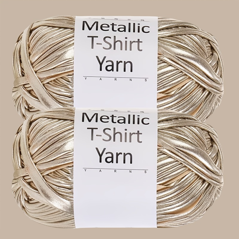 E-shop 2er-Pack, 200G, Metallic-Bänder, Kunstleder-Bänder Garn, geeignet zum Häkeln und Stricken, Länge 3/36 Yards, für , Decken, Kissen und Teppiche -
