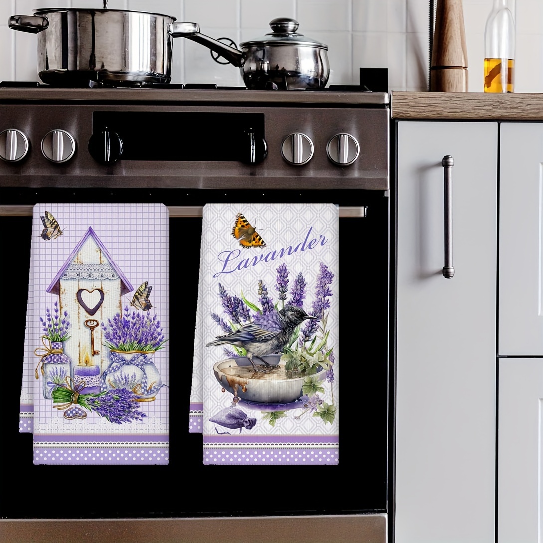 

Lavender & Towel Set, -dry Microfiber Dish Cloths, Washable, Theme Knit Dish Towels, - 2 (45 X 70cm)