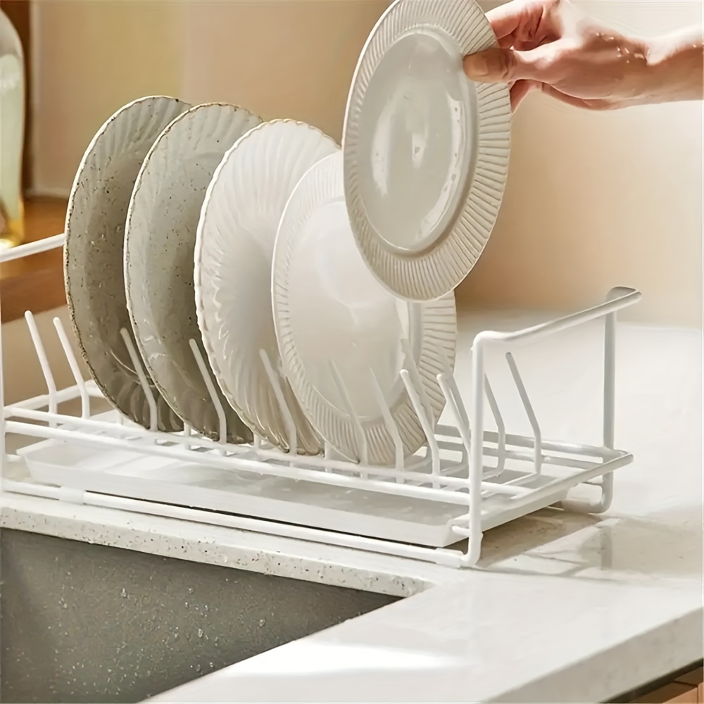 1pc dish rack countertop single layer dish drying rack with drainboard cast iron stainless steel sink filter tray holder for kitchen counter cabinet and shelf kitchen organizers and storage kitchen accessories details 2