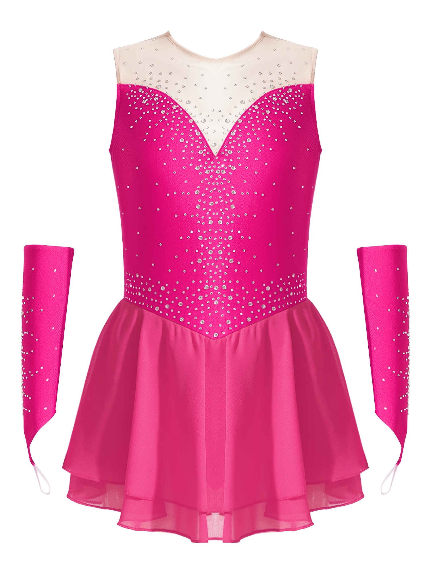 dancewear girls details mesh splicing skating - Temu Canada
