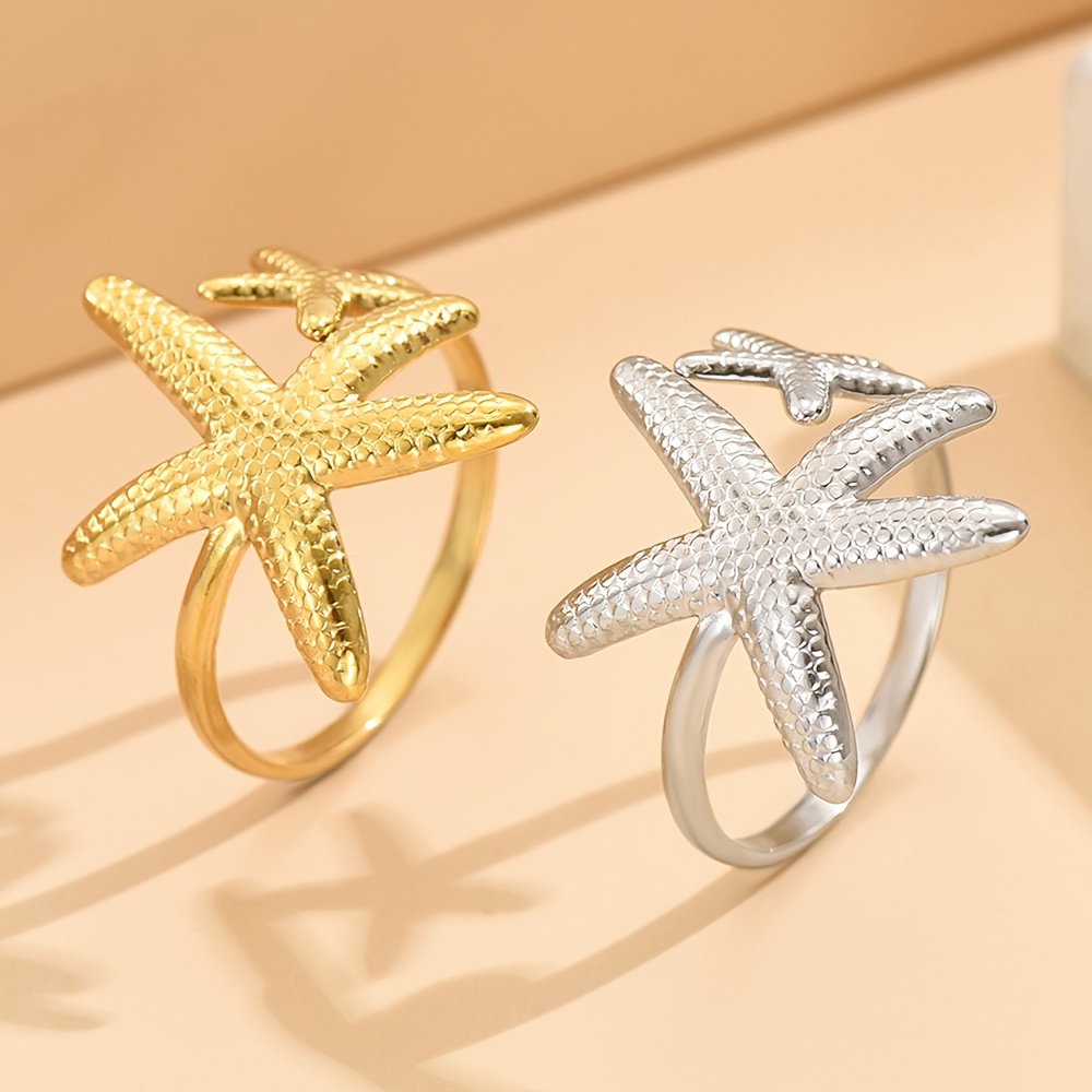 

Adjustable Stainless Steel Starfish Ring