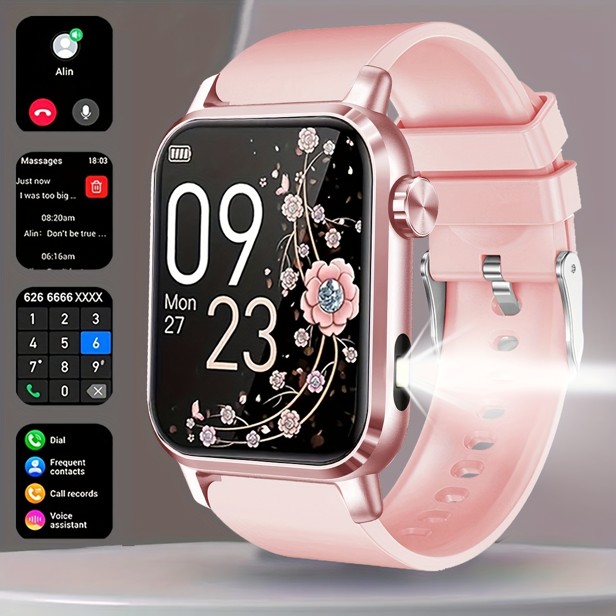 new fashionable sports smartwatch 1 85 inch high definition screen built in led flashlight ip68 waterproof supports wireless calling message reminder 100   pedometer with iphone   devices perfect gift