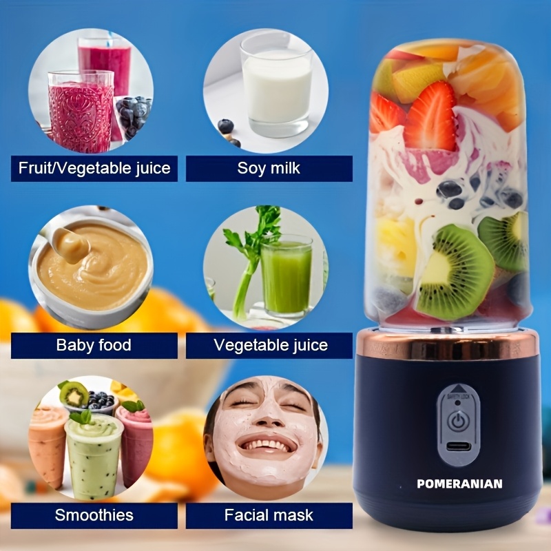 便携式双杯水果和蔬菜榨汁机，采用食品级abs制成，带有可充电电池，礼品盒，多功能榨汁机，厨房用品，夏季水果榨汁必备 商品详情 3