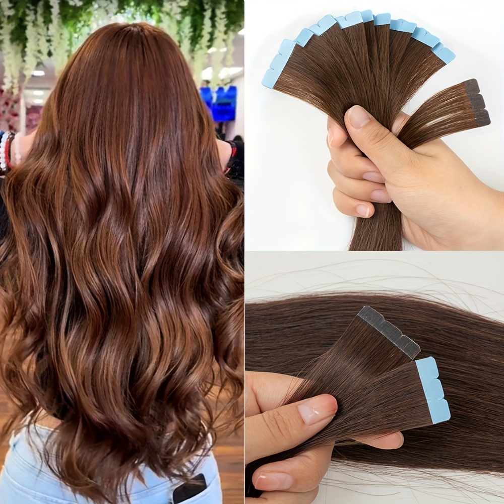 invisible seamless tape in hair extensions ranging from 12 to 20 inches with double sided mini tape details 6