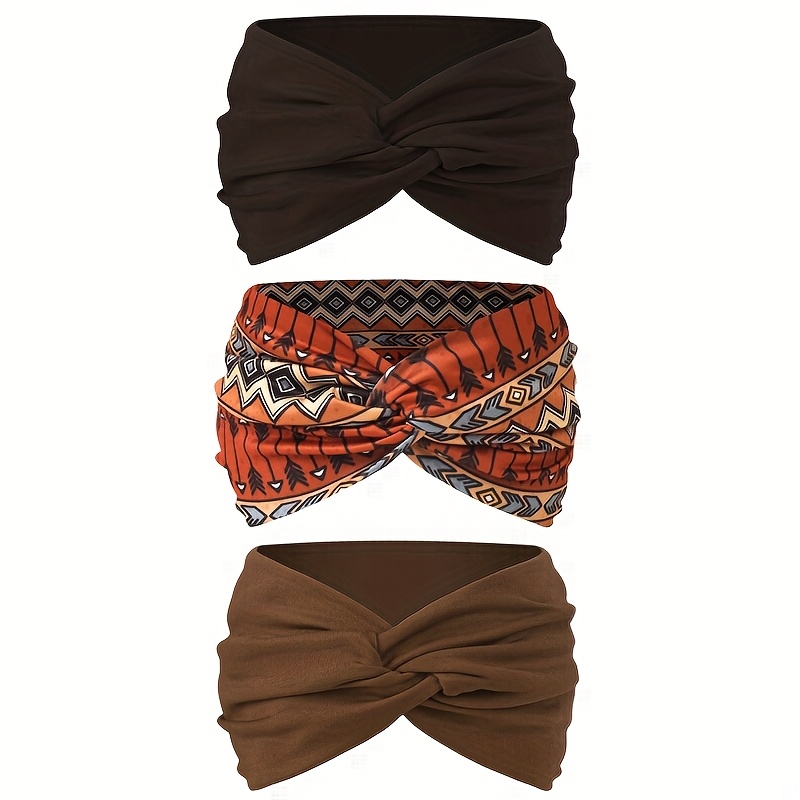 E-shop 3er-Set, breitere Größe, bedrucktes Damenmode-Stirnband, , geeignet für den täglichen Gebrauch, Haarband