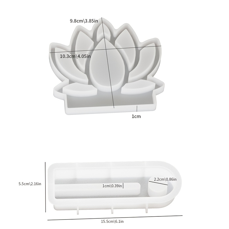 Image of Resin Silicone Mold 2pcs Lotus Candlestick And Candle Holder Mold For Home Desktop Atmosphere Decoration, Festival Gifts, Handicrafts, Silicone Mold