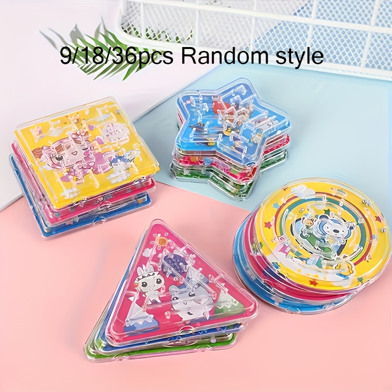 Image of 9/18/36pcs Colorful Maze Toys With Balance , Cartoon . Help Improve Hand-eye Coordination. Gifts For Easter, Christmas, Birthday Presents And Party Favors. Cartoon Themed Maze Game Toys, Random Colors