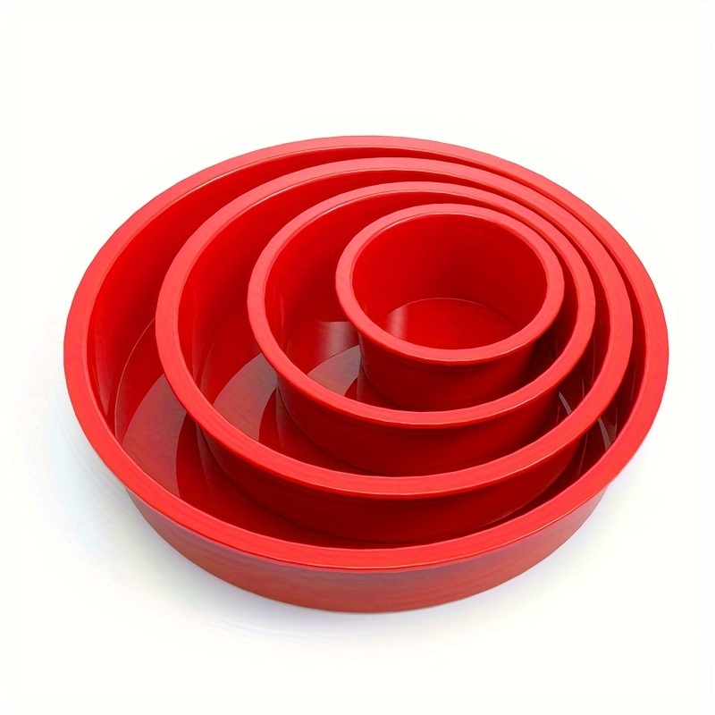 

4-piece Silicone Cake Pan Set - Nonstick, Oven-safe Molds For Birthday & Wedding Parties - Includes 4", 6", 8", 10" Round Pans