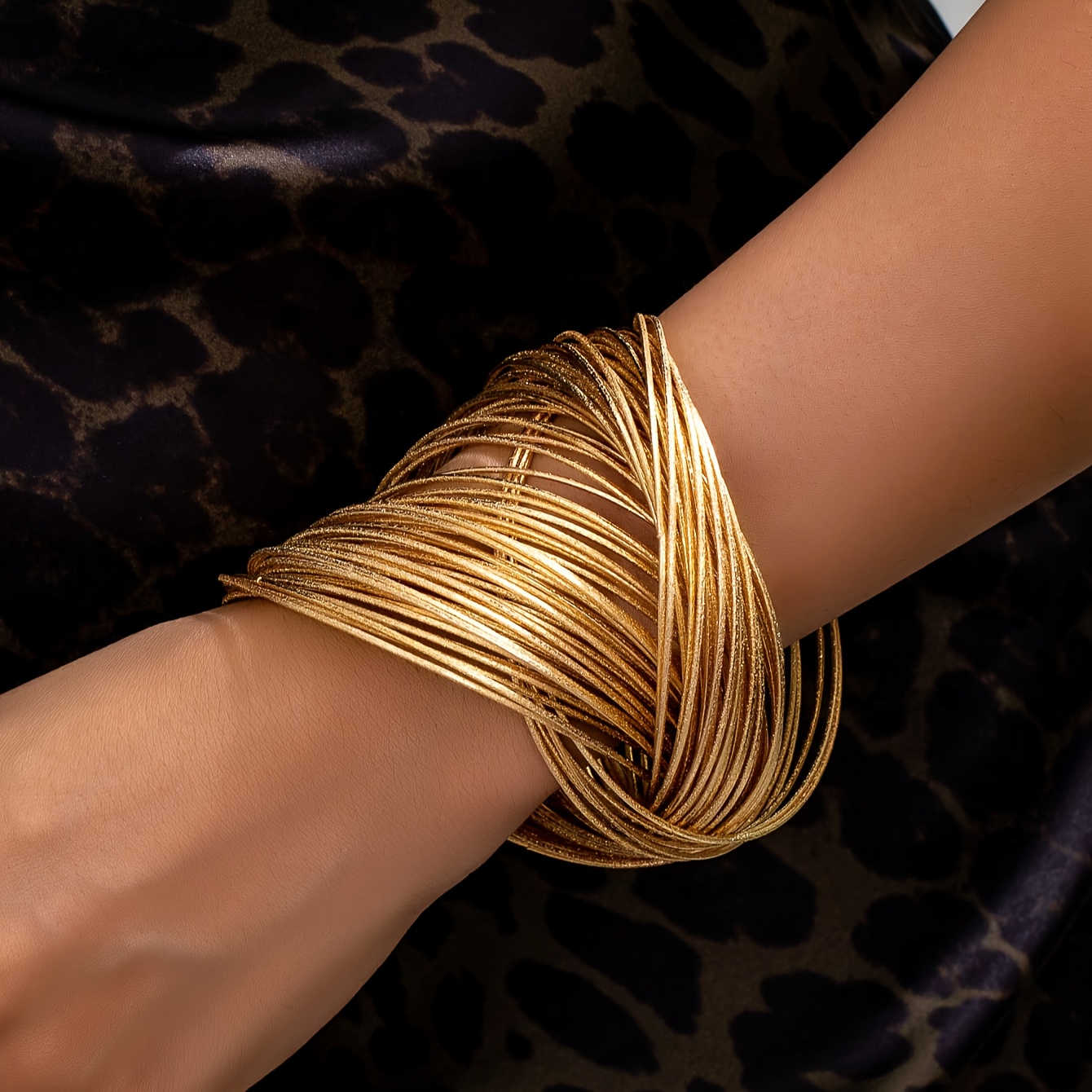 14k golden plated punk inspired layered bracelet edgy metallic woven design for women ideal for   parties gifts party bracelet vintageinspired accessory durable bracelet Product details 1