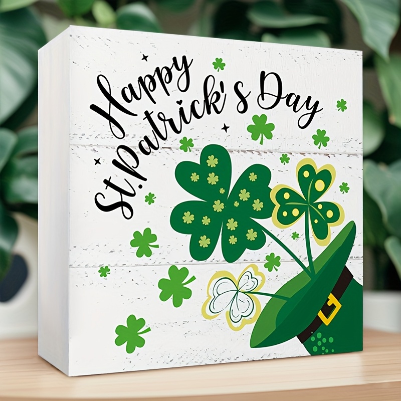 

1pc 's Day Foam Pvc Sign - Floor Mount, Plastic Desk Decor With Hat & Shamrock, Room, Bedroom, Tabletop Display - No Power Required