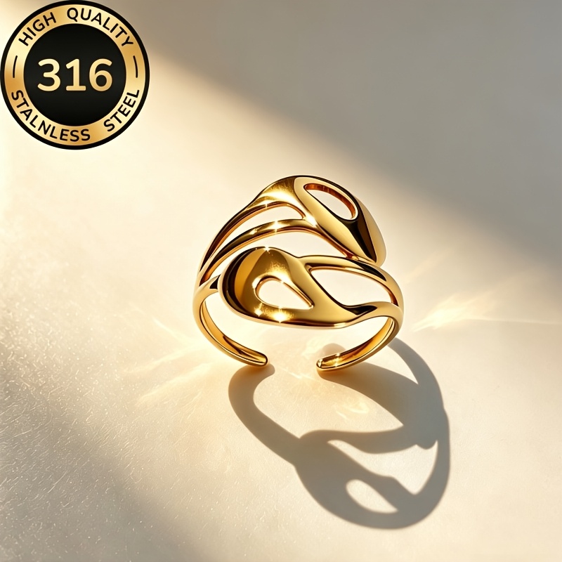 Women's Hypoallergenic Stainless Steel Adjustable Open Ring