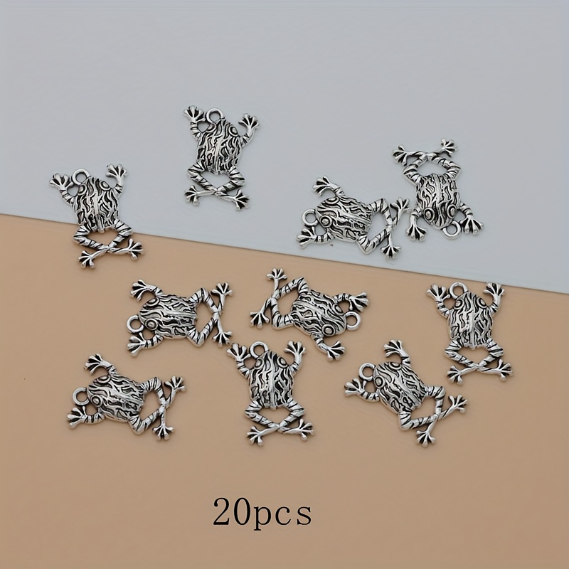TEMU 20 pièces de breloques grenouille en alliage argenté antique, pendentifs pour création DIY bijoux - idéal pour bracelets, et boucles d'oreilles.