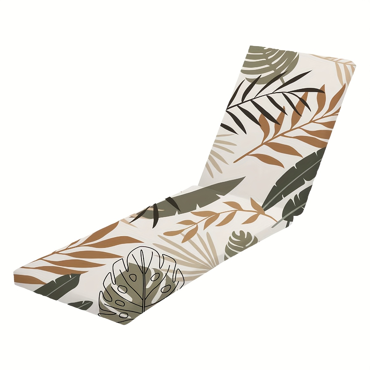 TEMU 1pc Tropical Branch And Leaf Floral Print Y Fiber Fabric Beach Chair Cover, Removable And Machine Washable With Elastic Band And Drawstring,