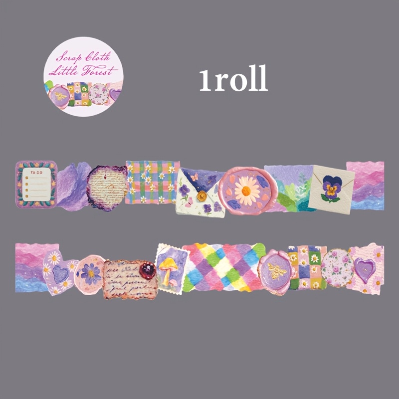 TEMU Tape, Animal Plant Floral Patterns, Collage Shaping, Scrapbook Journal Mug Phone Case Hand Account Decoration Collage Tape