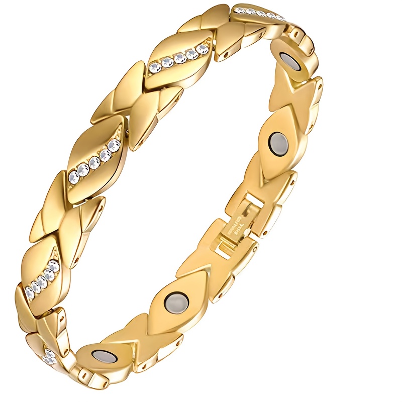 E-shop Stilvolles Elegantes Luxus-Damenarmband mit Strasssteinen aus Edelstahl, Verstellbare Größe für Freizeit und Party