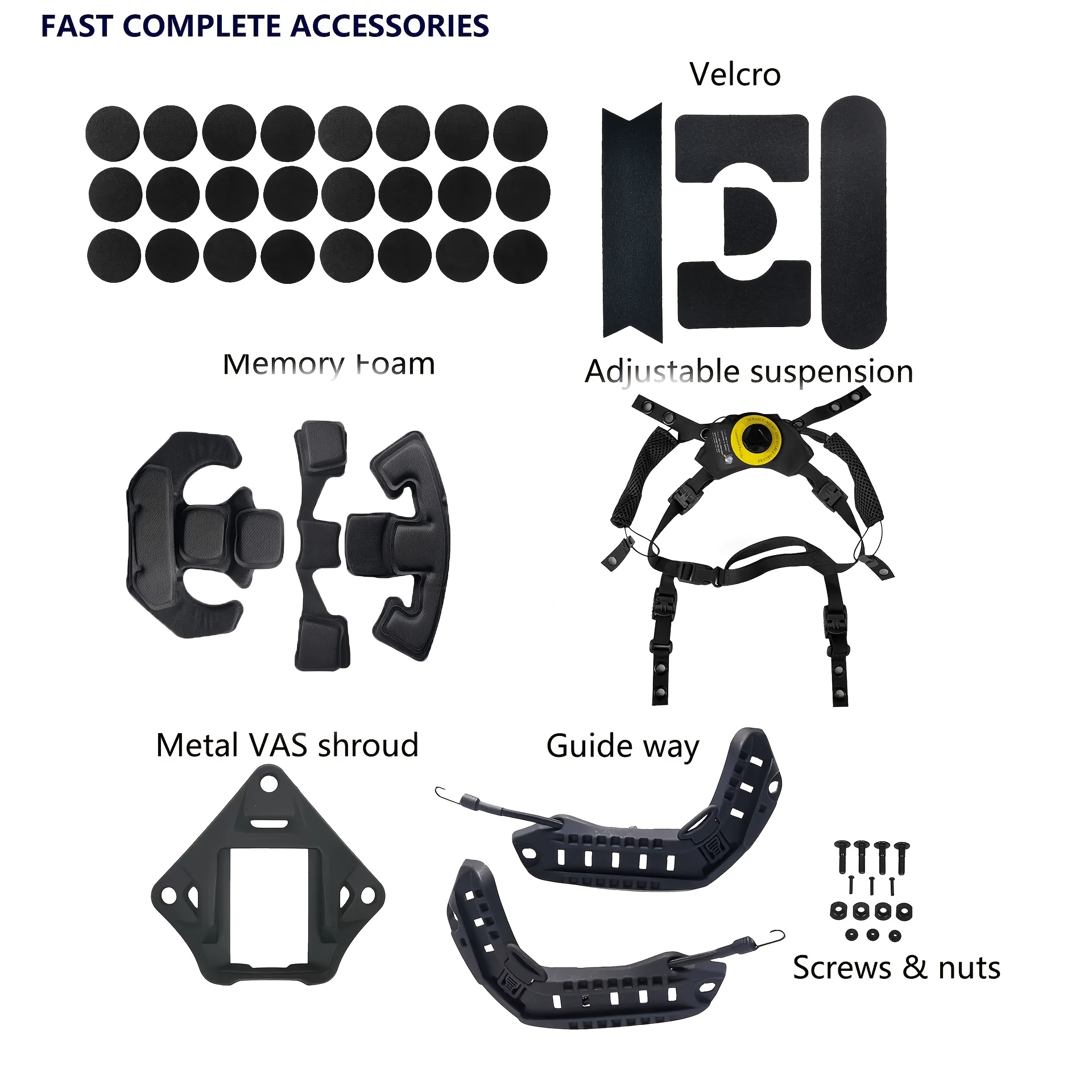 fast helmet complete additions kit with suspension foam pads side rails   screws