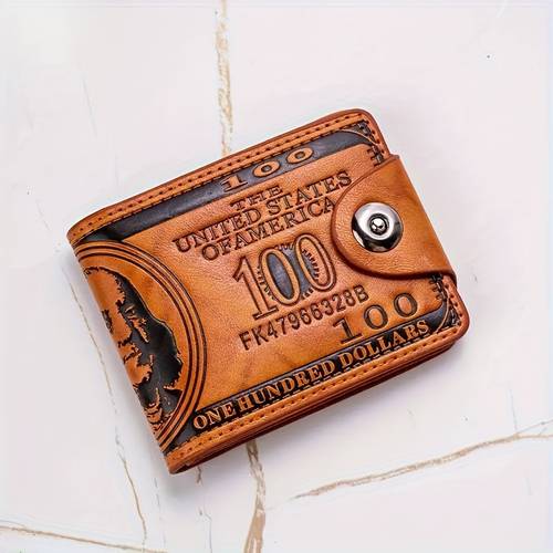 billetera para hombre con múltiples ranuras para tarjetas, diseño de de dólares, cierre magnético y diseño compacto para guardar billetes de dólares, de cuero sintético