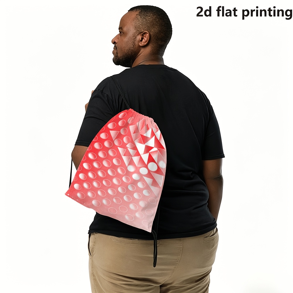 item picture 1pc red and white geometric and polka dot drawstring pouch hiking fitness outdoor travel outdoor office party training travel vacation