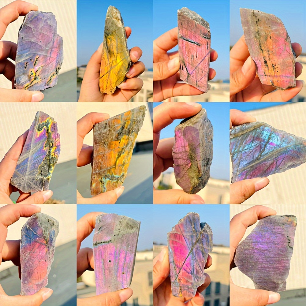 

1pc Natural Crystal Slice, Strong Flash, Rock Gemstone For Jewelry & Handmade Crafts Diy, Material