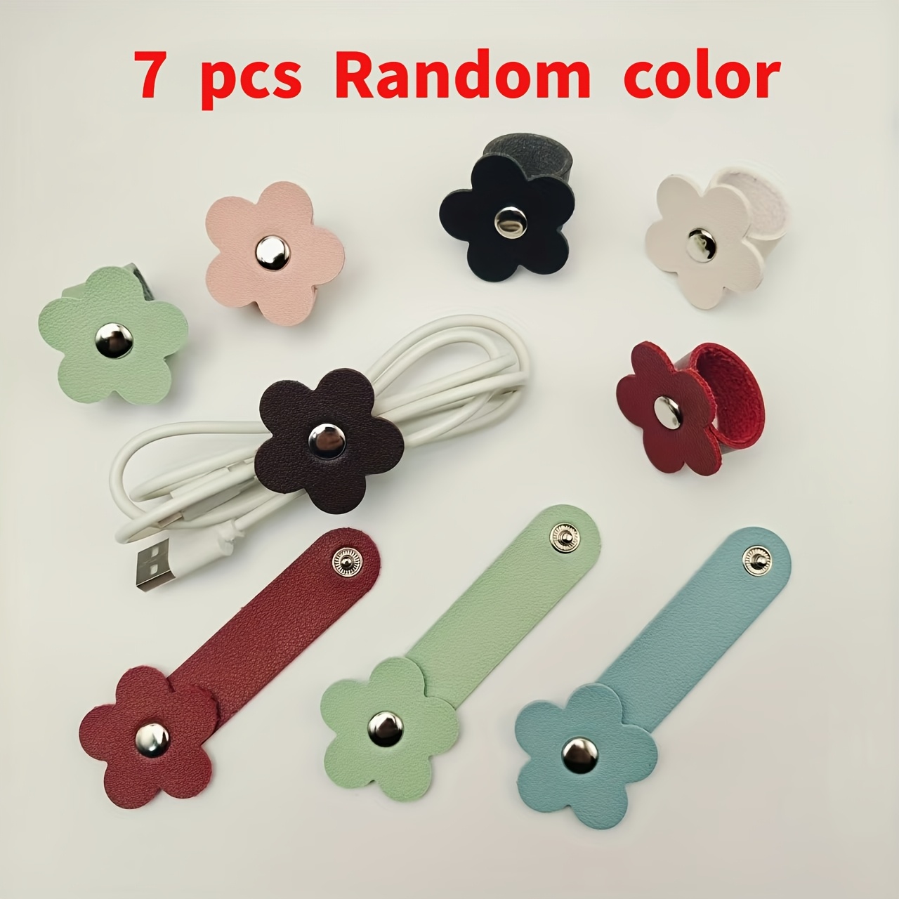 TEMU 7pcs Accessoires Téléphone Portable Organisateur de Câble de Données de Fleur et Attaches de Câble