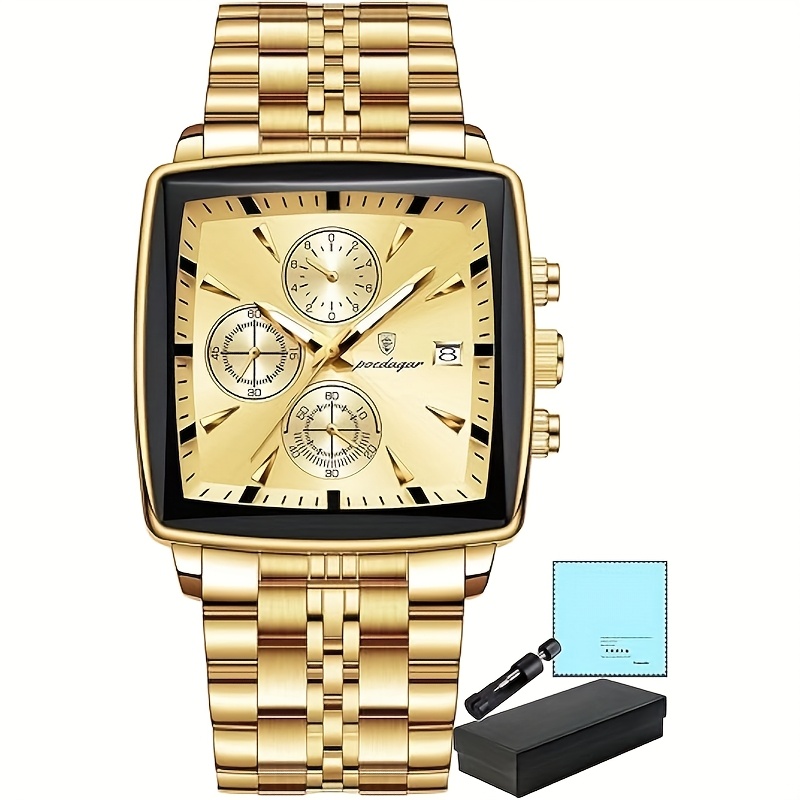 luxury for man quartz wristwatch waterproof luminous chronograph mens square sport watches stainless steel men watch Product details 10