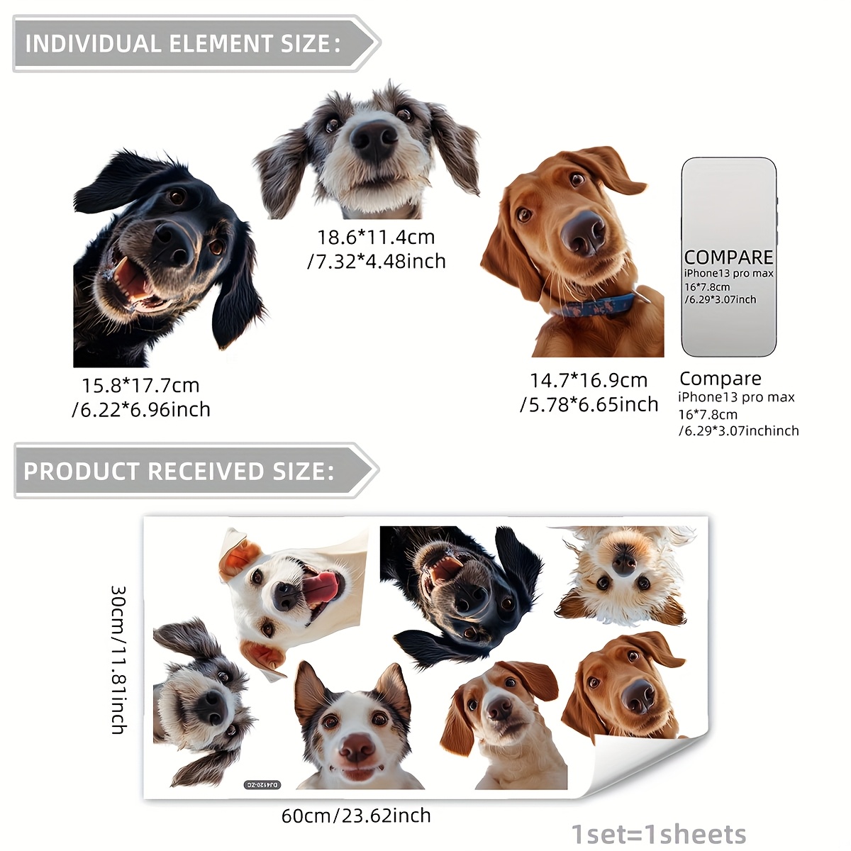 A Simulated Large Dog Head 2d Double-sided 20 Electrostatic Glass Sticker Window Glass Decorative Sticker Self-adhesive Dj4120-zc