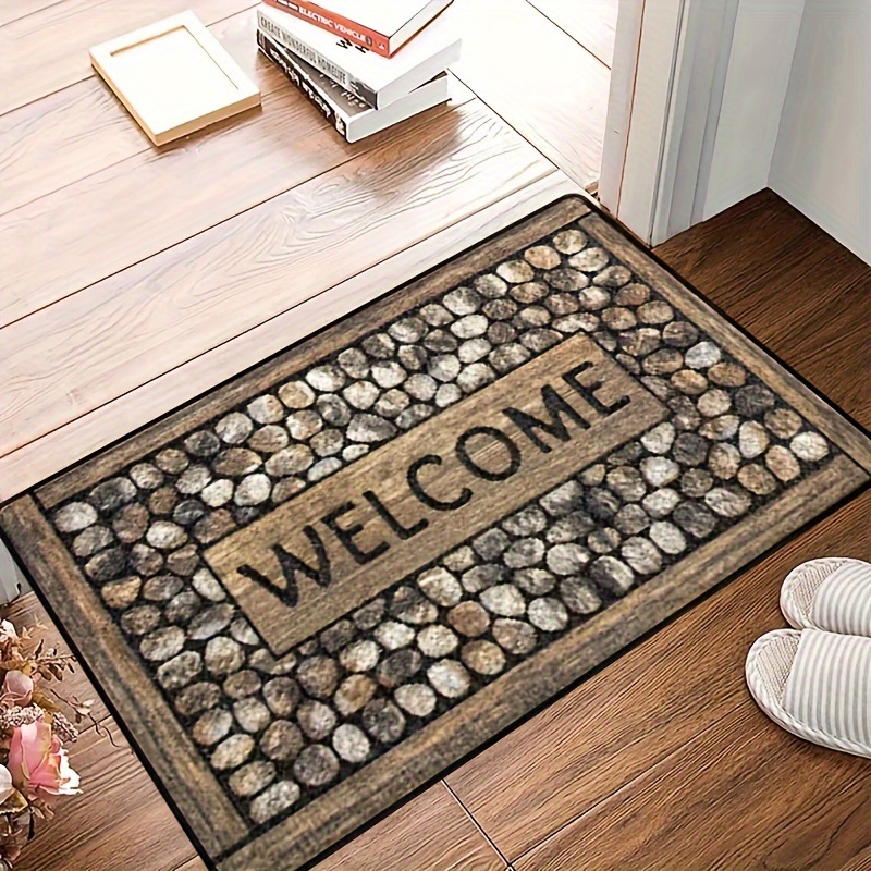 

1pc Welcome Doormat, Anti-slip Waterproof Polyester, Pebble Design, Entrance Mat For Home, Outdoor, Camping, Hotel