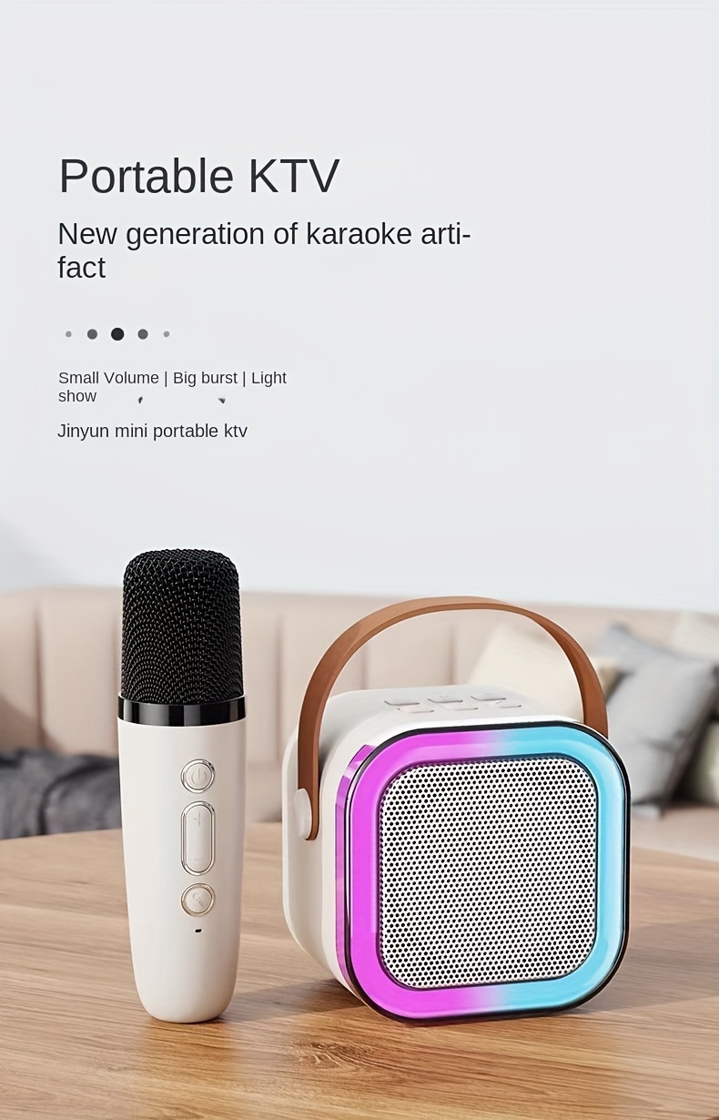 senbowe portable mini karaoke machine with 2 wireless mics usb rechargeable wireless speaker for kids birthday parties family fun details 0