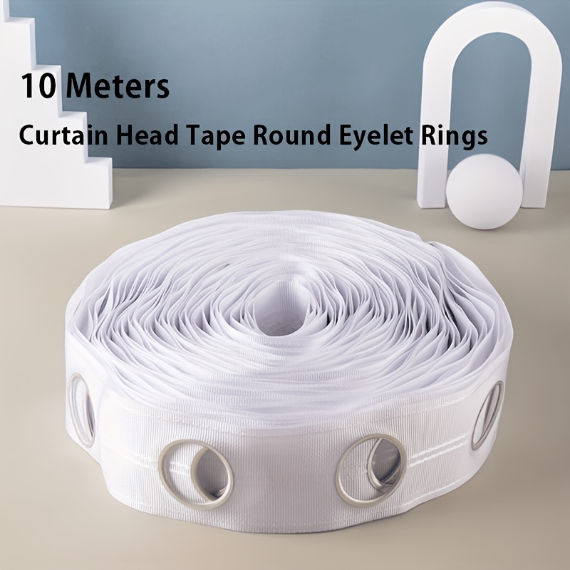 TEMU 10m Curtain Tape With Grommet Rings, 7.5cm Wide Eyelet Curtain Heading Tape, 8 Holes Per Meter, White Drapery Tape For Diy Curtain Sewing,