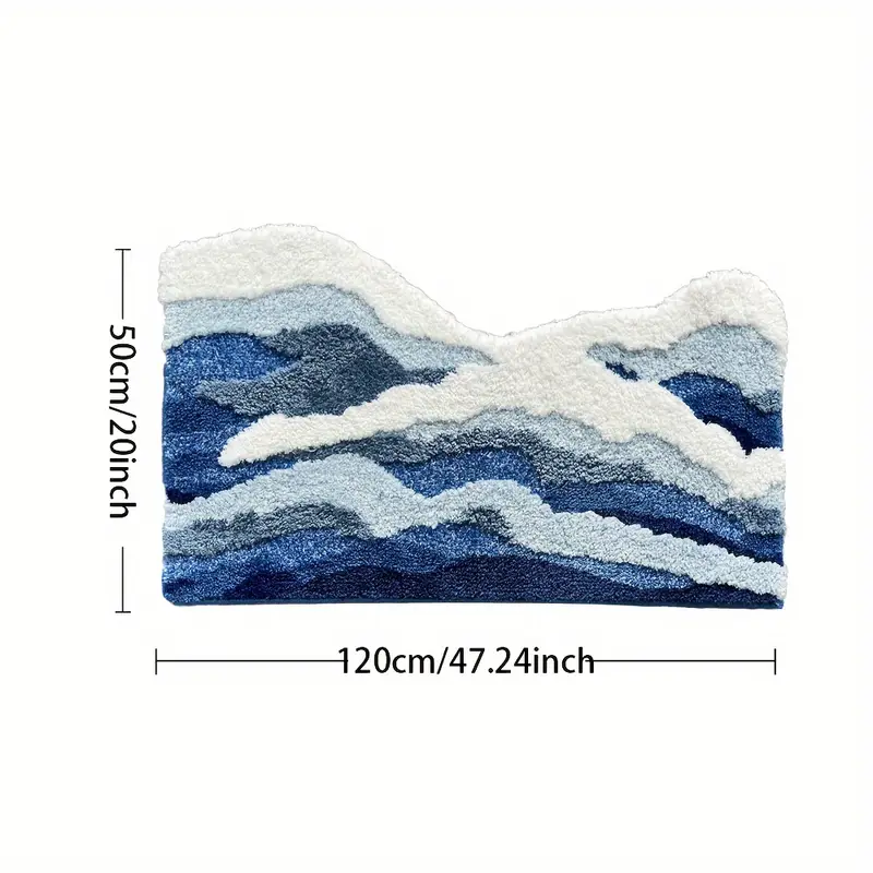 1pc abstract flocked bath mat soft comfortable non slip rubber backed polyester blend machine washable decorative oblong tufted carpet for bedroom living room and coffee table living room accent decorative carpet nonslip rubber backing bathroom rug fluffy plush winter decor decoration Product details 2