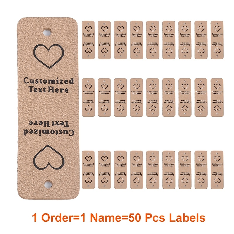 TEMU 50 Etichette Personalizzate in Similpelle per a Scuola, Tag in Similpelle Personalizzati Incisi al Laser con Set di per Progetti di Uncinetto e